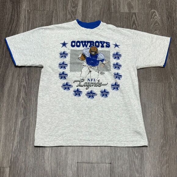 Vintage Dallas Cowboys Legends T-Shirt Mens Medium Gray Team‎ NFL 1992 America - Picture 1 of 9